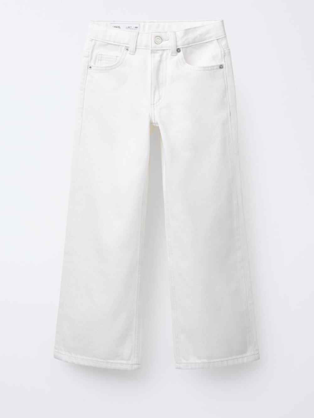 Zara Girls White Wide Leg Jeans - Size 6/7